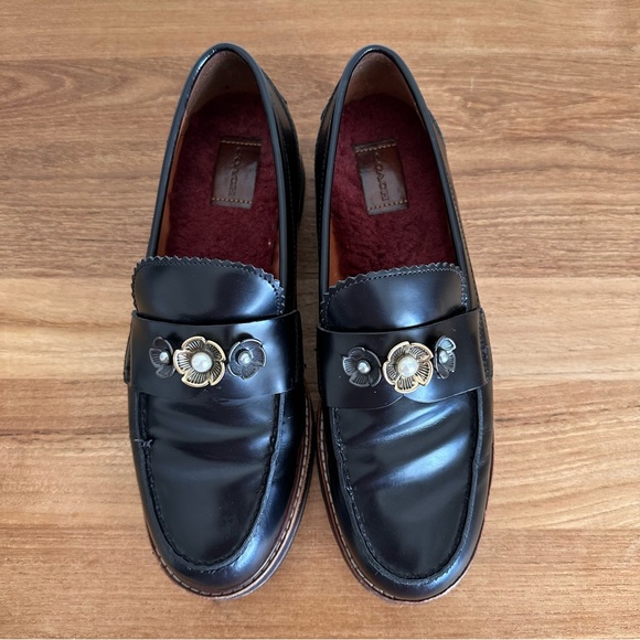 Coach Lenox Platform Loafer Women Size 10 Black Leather Embellished G1218 - Picture 5 of 14